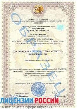 Образец сертификата соответствия аудитора №ST.RU.EXP.00006191-1 Мариинск Сертификат ISO 50001